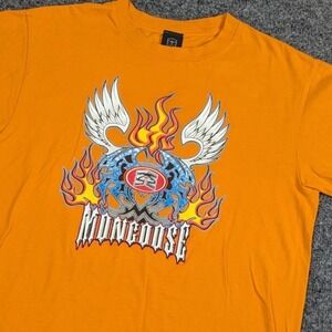 Mongoose Kids XL Orange‎ Graphic T-Shirt Y2K BMX Flames Wings Logo Tee Skater